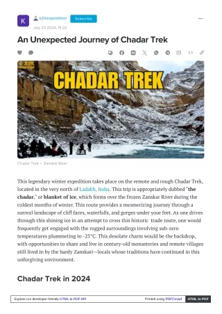 Chadar Trek: Exploring the Frozen River of Ladakh"