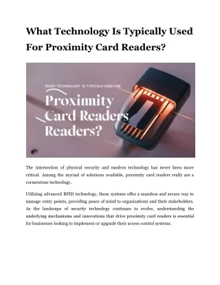 What Technology Is Typically Used For Proximity Card Readers?