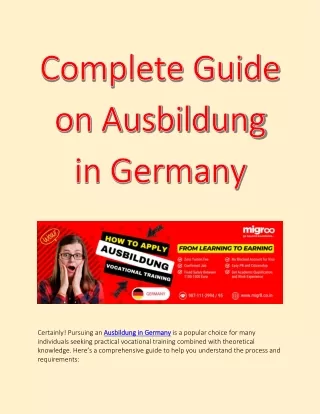 Complete Guide on Ausbildung in Germany