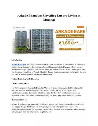 Arkade Bhandup_ Unveiling Luxury Living in Mumbai