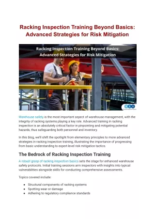 Racking Inspection Training Beyond Basics: Advanced Strategies for Risk Mitigati