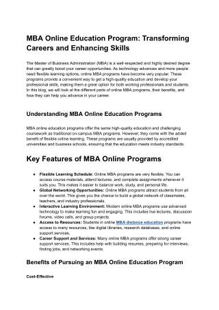 MBA Online Education offers f Program_ Transforming Careers and Enhancing Skills
