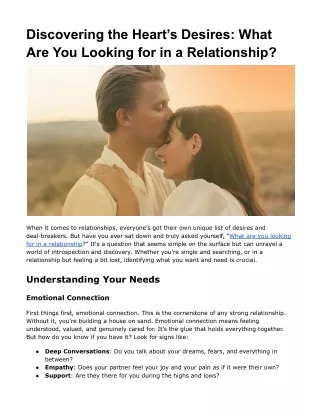 Discovering the Heart’s Desires_ What Are You Looking for in a Relationship