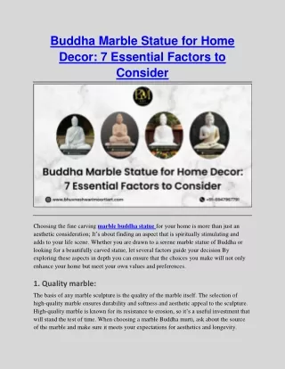 Buddha Marble Statue for Home Decor: 7 Essential Factors to Consider