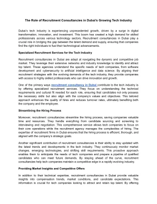 The Role of Recruitment Consultancies in Dubai’s Growing Tech Industry