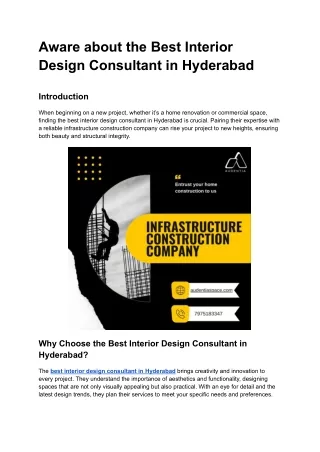 Aware about the Best Interior Design Consultant in Hyderabad