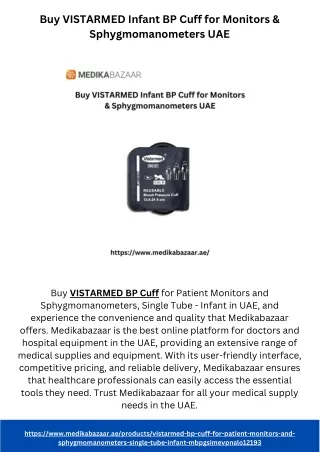 Buy VISTARMED Infant BP Cuff for Monitors & Sphygmomanometers UAE