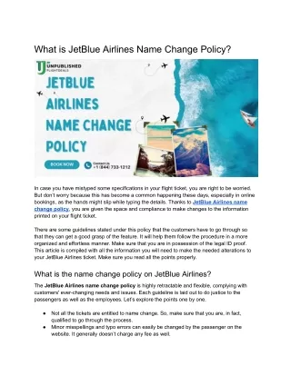 What is JetBlue Airlines Name Change Policy