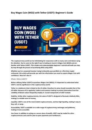 Buy Wages Coin (WGS) with Tether (USDT) Beginner's Guide