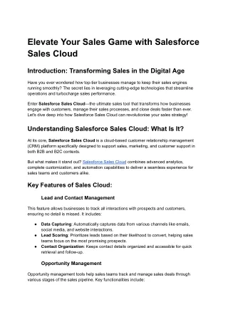 Salesforce Sales Cloud article