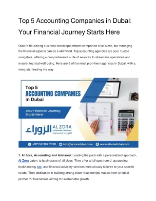 Top 5 Accounting Companies in Dubai: Your Financial Journey Starts Here