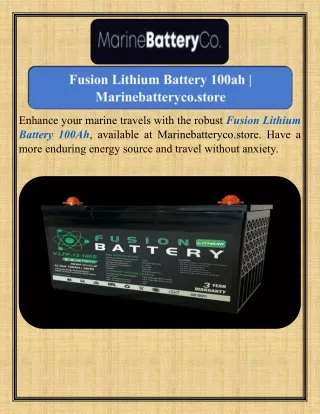 Fusion Lithium Battery 100ah   Marinebatteryco.store