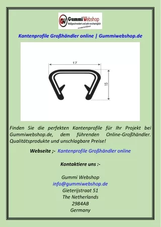 Kantenprofile Großhändler online  Gummiwebshop.de
