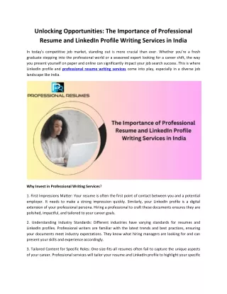 The Importance of Professional Resume and LinkedIn Profile Writing Services