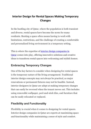Interior Design for Rental Spaces Making Temporary Changes
