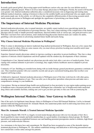 Finding Top-notch Internal Medicine Physicians in Wellington: Your Health is Our