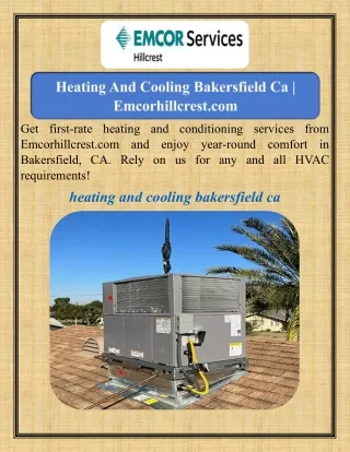 Heating And Cooling Bakersfield Ca  Emcorhillcrest.com