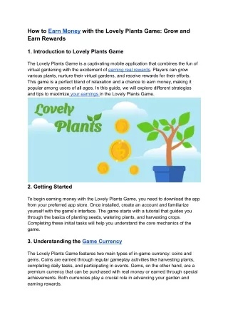 Great Plants Game: How to Create and Make Money