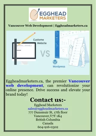 Vancouver Web Development  Eggheadmarketers.ca