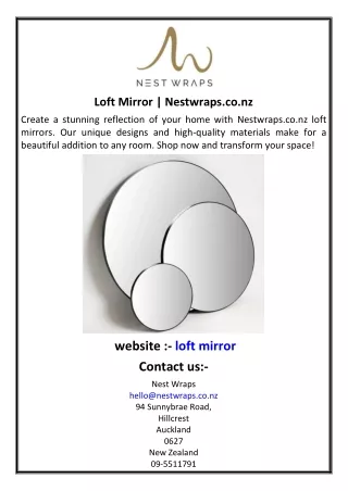 Loft Mirror | Nestwraps.co.nz