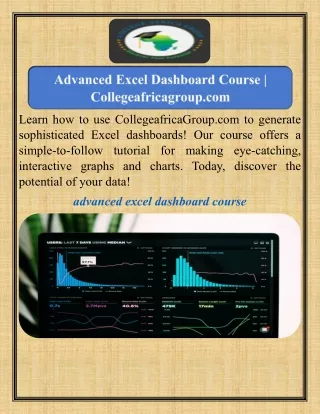 Advanced Excel Dashboard Course  Collegeafricagroup.com