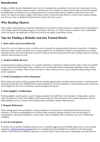 Tips for Locating a Trustworthy and Trustworthy Roofer in Your Area