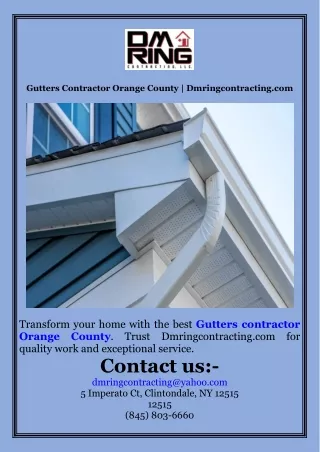 Gutters Contractor Orange County  Dmringcontracting.com
