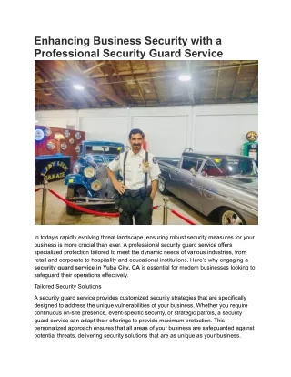 Enhancing Business Security with a Professional Security Guard Service