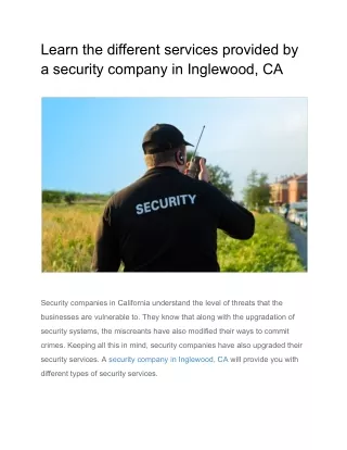 Learn the different services provided by a security company in Inglewood, CA (1)
