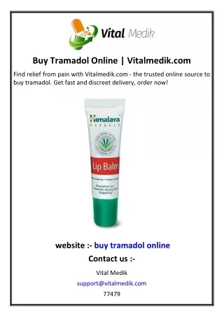 Buy Tramadol Online | Vitalmedik.com