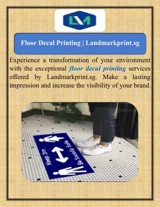 Floor Decal Printing  Landmarkprint.sg