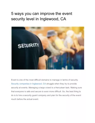 5 ways you can improve the event security level in Inglewood, CA