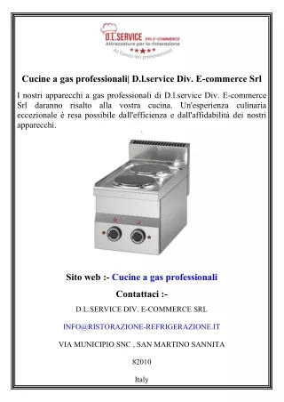 Cucine a gas professionali  D.l.service Div. E-commerce Srl
