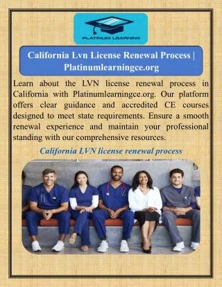 California Lvn License Renewal Process  Platinumlearningce.org