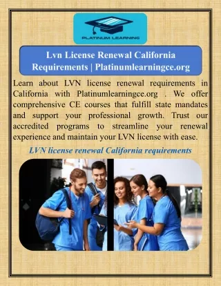 Lvn License Renewal California Requirements  Platinumlearningce.org