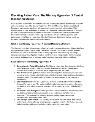Elevating Patient Care_ The Mindray Hypervisor X Central Monitoring Station