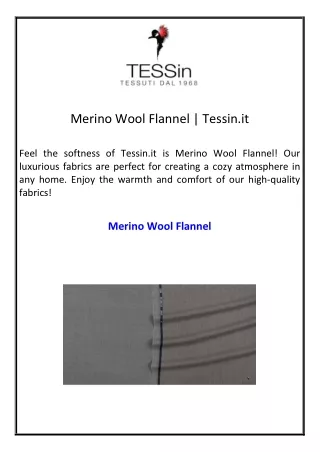 Merino Wool Flannel  Tessin.it