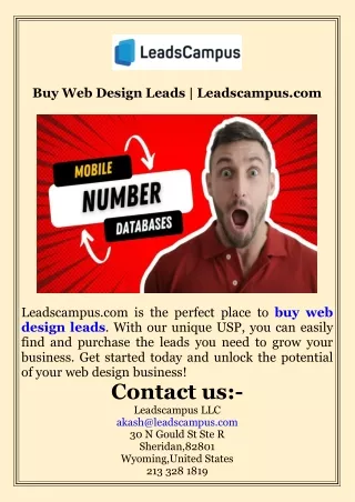 Buy Web Design Leads  Leadscampus.com