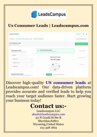 Us Consumer Leads  Leadscampus.com