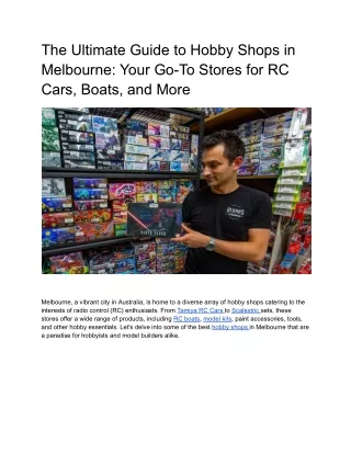 The Ultimate Guide to Hobby Shops in Melbourne_ Your Go-To Stores for RC Cars, Boats, and More