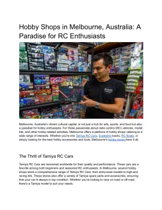 Hobby Shops in Melbourne, Australia_ A Paradise for RC Enthusiasts