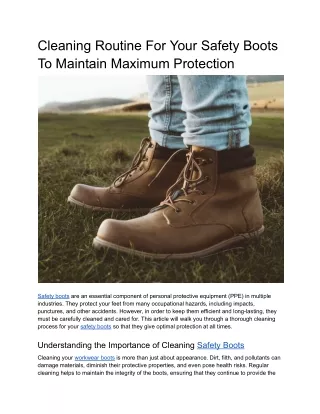 Cleaning Routine For Your Safety Boots To Maintain Maximum Protection