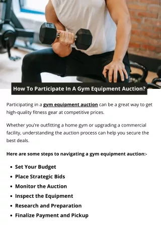 How To Participate In A Gym Equipment Auction?
