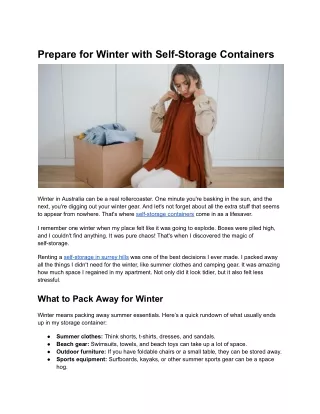 Prepare for Winter with Self-Storage Containers