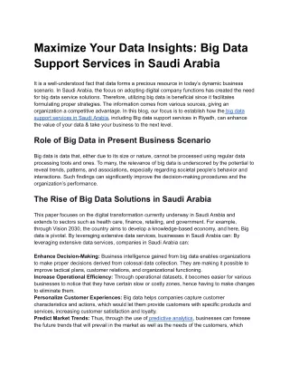 Maximize Your Data Insights_ Big Data Support Services in Saudi Arabia