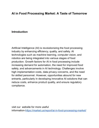 AI in Food Processing Market: Redefining Food Processing Standards