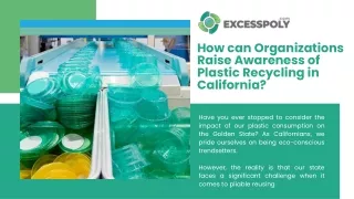 How can Organizations Raise Awareness of Plastic Recycling in California