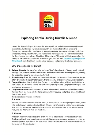 Exploring Kerala During Diwali A Guide