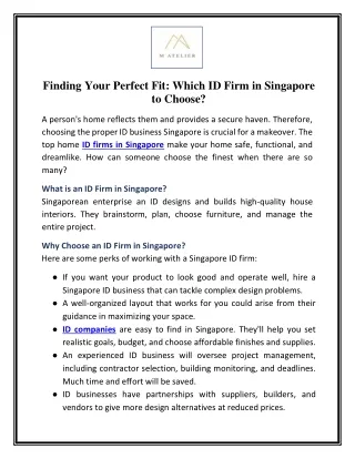 Finding Your Perfect Fit - Which ID Firm in Singapore to Choose?