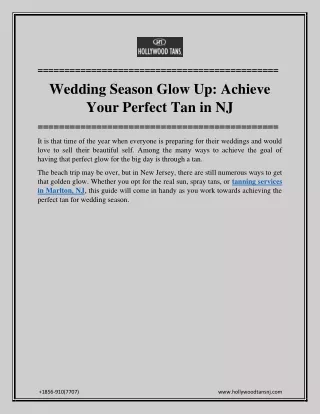 Wedding Season Glow Up_ Achieve Your Perfect Tan in NJ